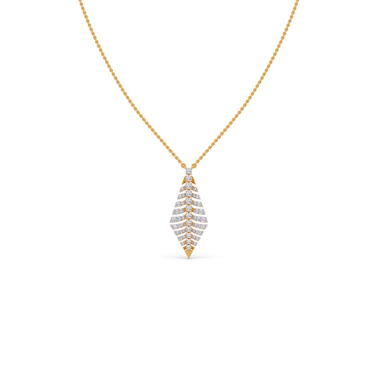 Gilded Fern Diamond Chain Pendant - Yellow