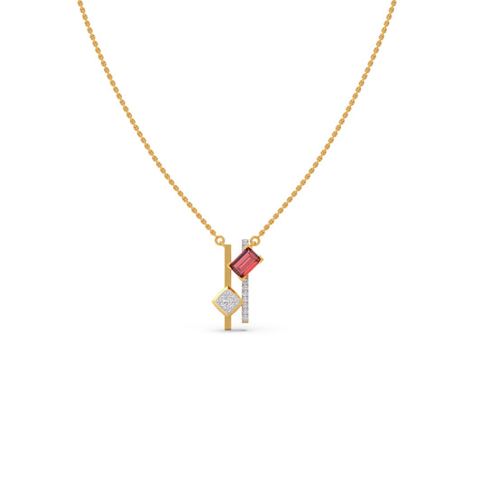 Blush Gemstone Linear Chain Pendant - Yellow