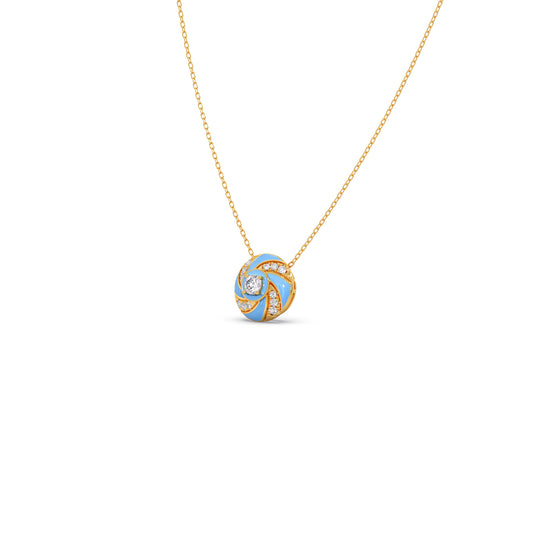 Blue Enamel Swirl Diamond Pendant