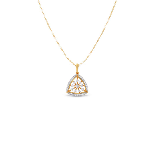 Petal Triangle Diamond Pendant Necklace - Yellow