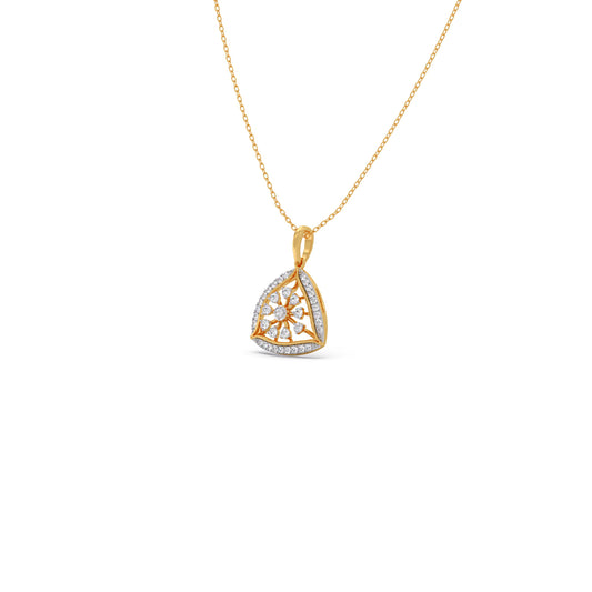 Petal Triangle Diamond Pendant Necklace - Yellow