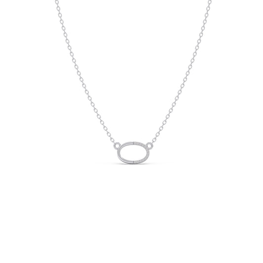Ellipse Frame Diamond Platinum Chain Pendant - Plt