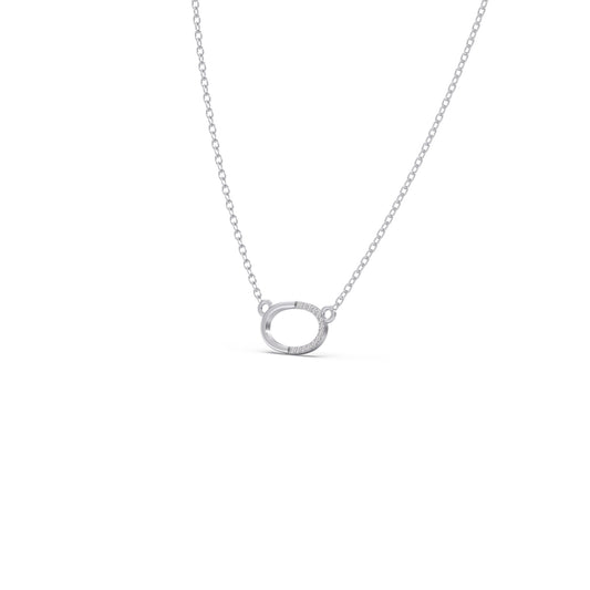 Ellipse Frame Diamond Platinum Chain Pendant - Plt