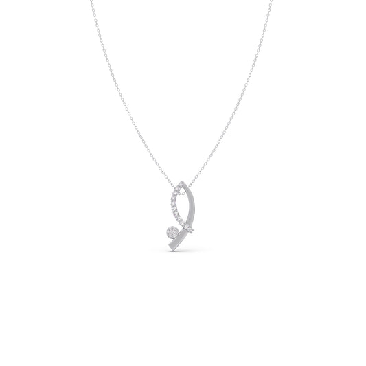 Seren Curve Diamond Platinum Chain Pendant - Plt