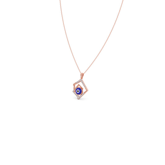 Blue Evil Eye Diamond Pendant - Rose