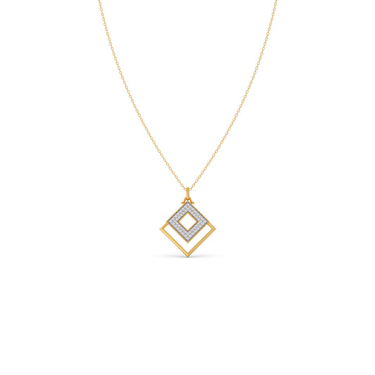 Quadra Link Diamond Chain Pendant - Yellow