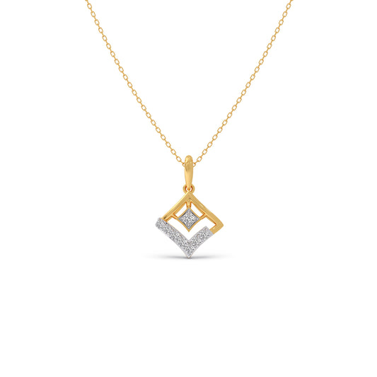 Rhombus Sparkle Diamond Chain Pendant - Yellow