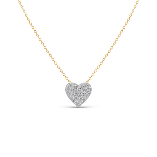 Mosaic Heart Diamond Chain Pendant - Yellow