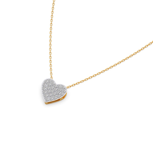 Mosaic Heart Diamond Chain Pendant - Yellow