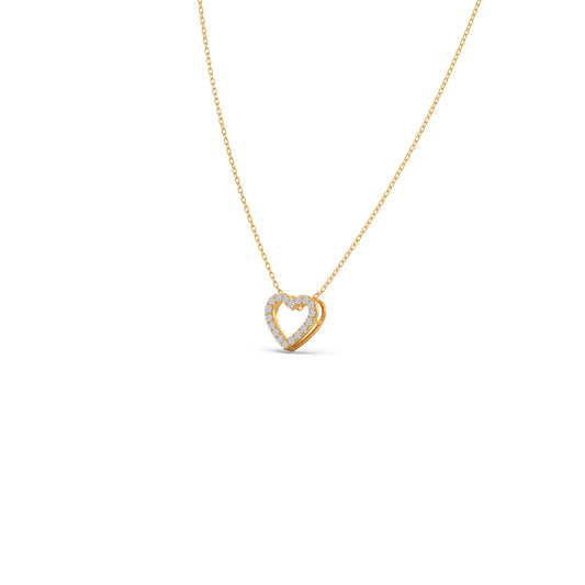 Hollow Heart Diamond Pendant - Yellow