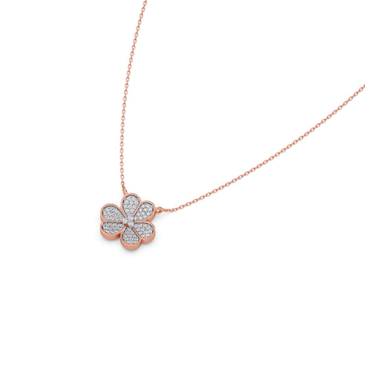 Bloomette Diamond Pendant Necklace - Rose