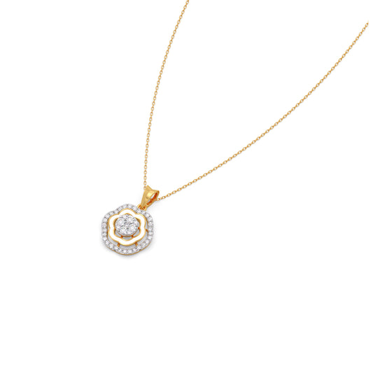 Bloom Cluster Diamond Chain Pendant - Yellow