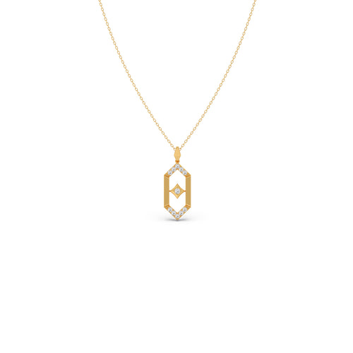 Flutter Diamond Hex Link Pendant With Chain