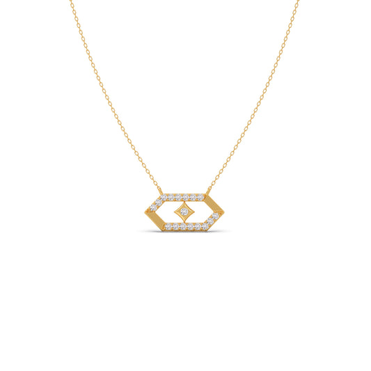 Hexa-Core Diamond Pendant With Chain - Yellow