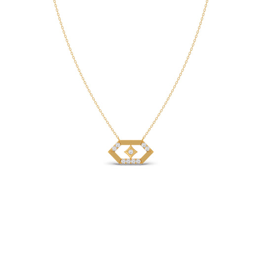 Lattice Diamond Pendant Necklace - Yellow