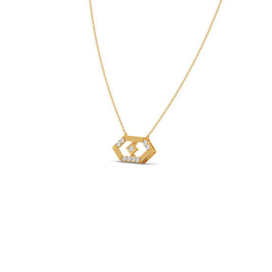 Lattice Diamond Pendant Necklace - Yellow