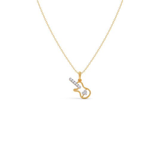Little Rock Star Diamond Kids Pendant With Chain - Yellow