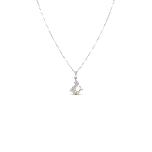 Petite Diamond Tail  Kids Pendant With Chain - White