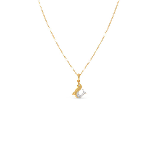 Petite Diamond Tail  Kids Pendant With Chain - Yellow