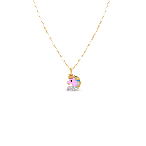 Little Unicorn Diamond Kids Pendant With Chain