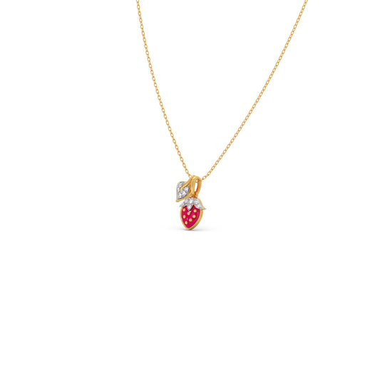 The Leafy Luxe Strawberry Diamond Kids Pendant With Chain - Yellow