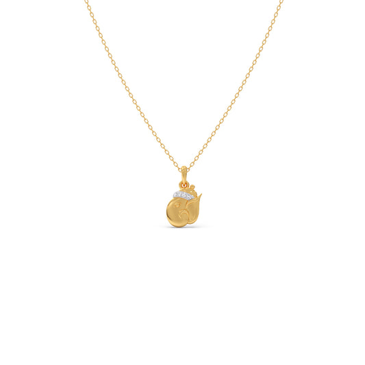 Divine Ganesha Diamond Kids Pendant With Chain - Yellow