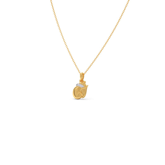 Divine Ganesha Diamond Kids Pendant With Chain - Yellow
