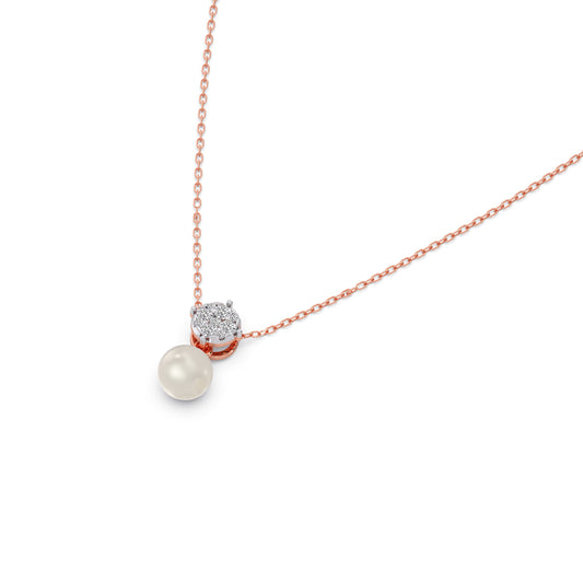 Everlasting Bloom Pearl Diamond Pendant - Rose