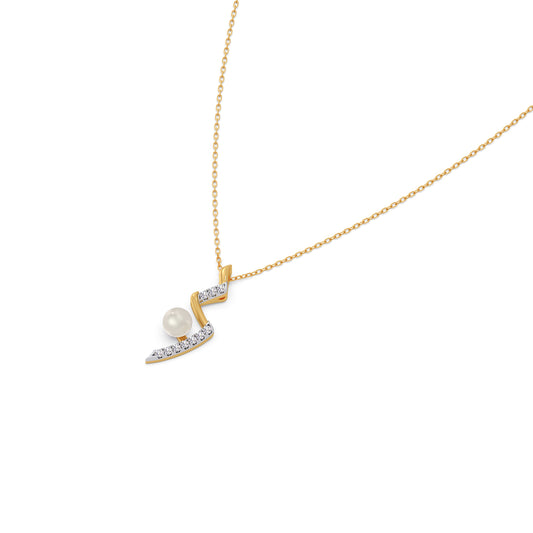 Willow-Twist Pearls Diamond Pendant - Yellow