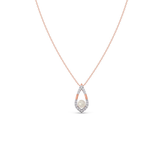 Selene Pearl Diamond Chain Pendant - Rose