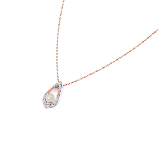 Selene Pearl Diamond Chain Pendant - Rose