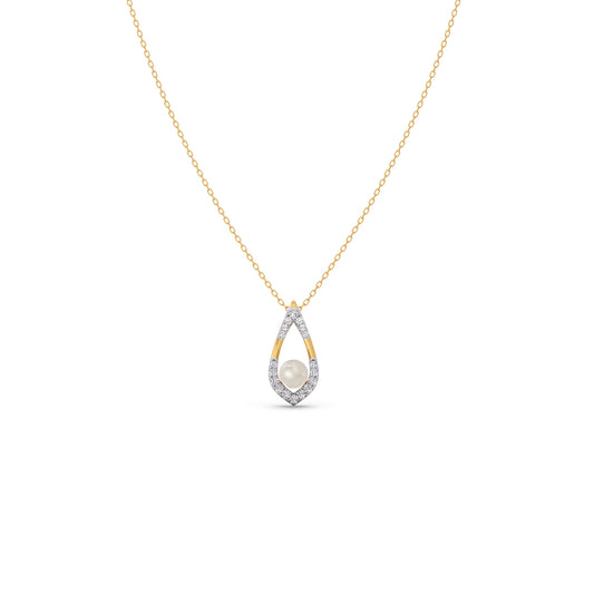 Selene Pearl Diamond Chain Pendant - Yellow