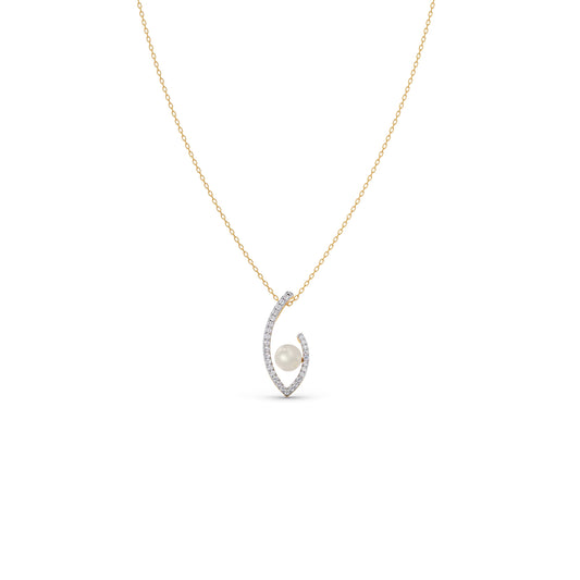 Ivory Crescent-Pearls Diamond Pendant - Yellow