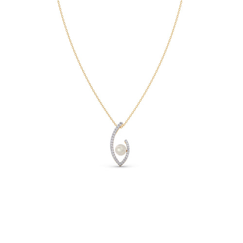 Ivory Crescent-Pearls Diamond Pendant