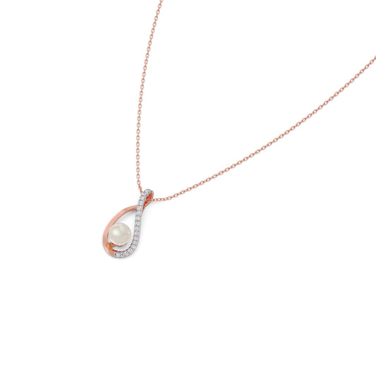 Ivory Grace Pearl Diamond Pendant - Rose