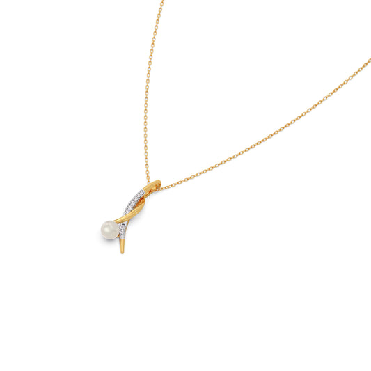 Comet-Pearls Diamond Chain Pendant - Yellow