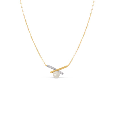 Crisscross Pearl Diamond Chain Pendant