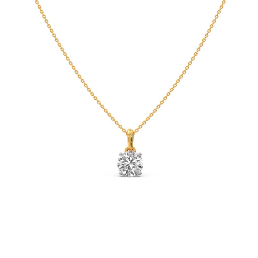 Pristine Round Solitaire Pendant - Yellow