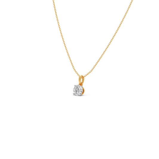 Minimalist Round Solitaire Pendant - Yellow