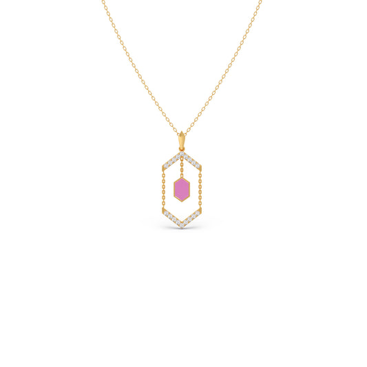 Celest Hex Drop Diamond Chain Pendant - Yellow
