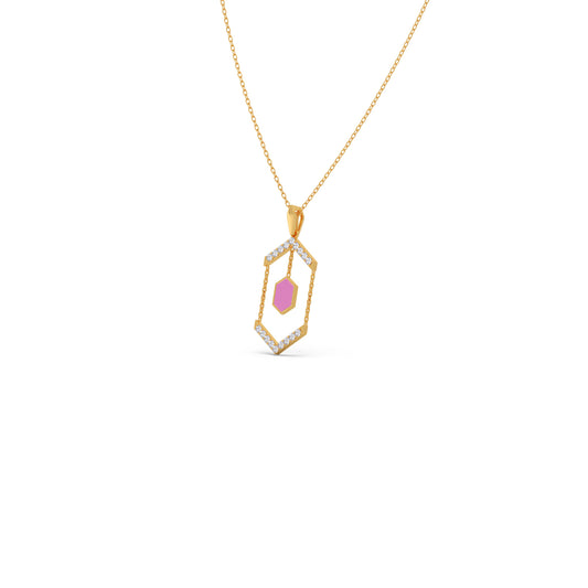 Celest Hex Drop Diamond Chain Pendant - Yellow