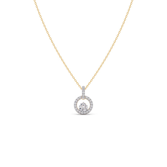 Celestia Halo Solitaire Chain Pendant - Yellow