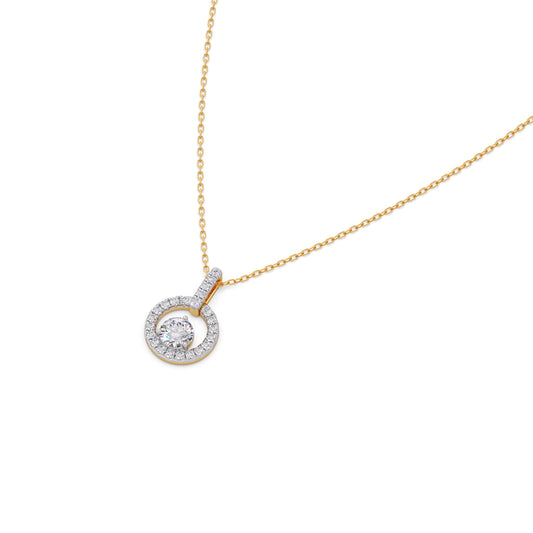 Celestia Halo Solitaire Chain Pendant - Yellow