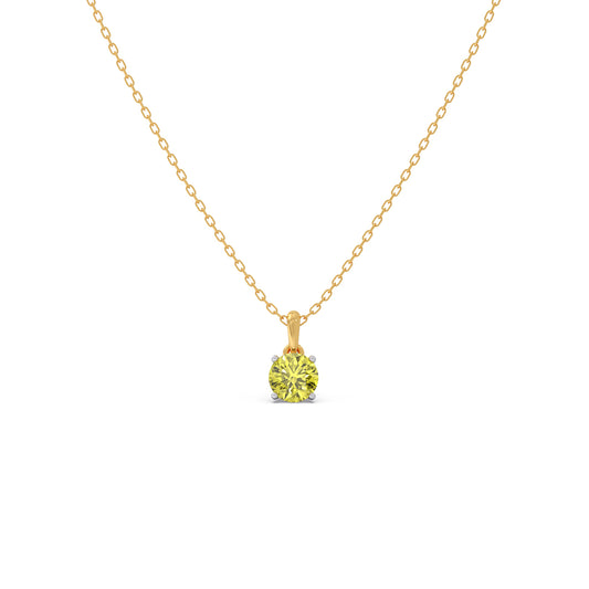 Lemon Quartz Gemstone Chain Pendant - Yellow