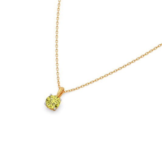 Lemon Quartz Gemstone Chain Pendant - Yellow
