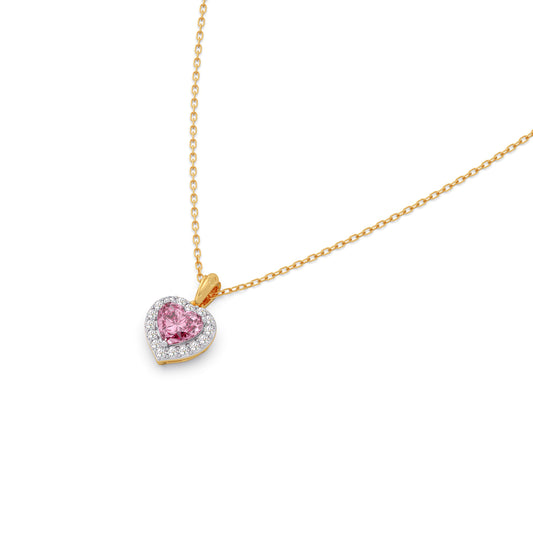 Heart Gem Halo Diamond Pendant - Yellow