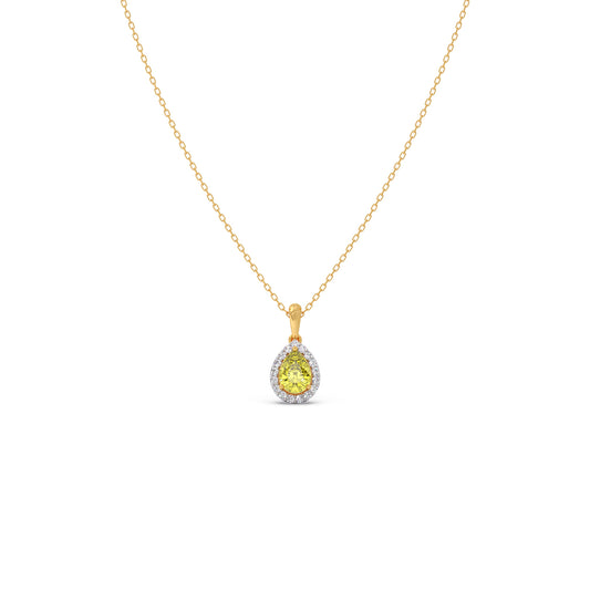 Canary Halo Diamond Chain Pendant - Yellow