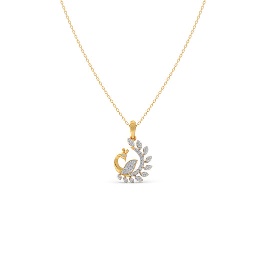 Majestic Peacock Diamond Chain Pendant - Yellow