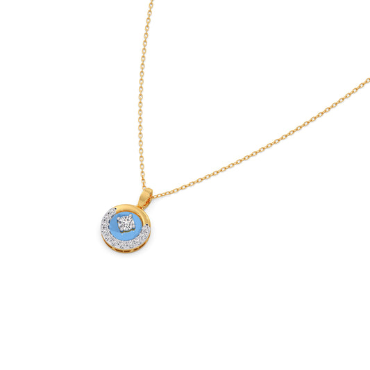 Cotton Candy Swirling Diamond Pendant With Chain - Yellow