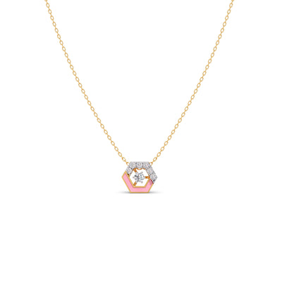 Cotton Candy Hexagon Diamond Chain Pendant